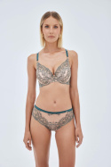 Splendore Push-Up - koronkowy, beżowo- zielony biustonosz